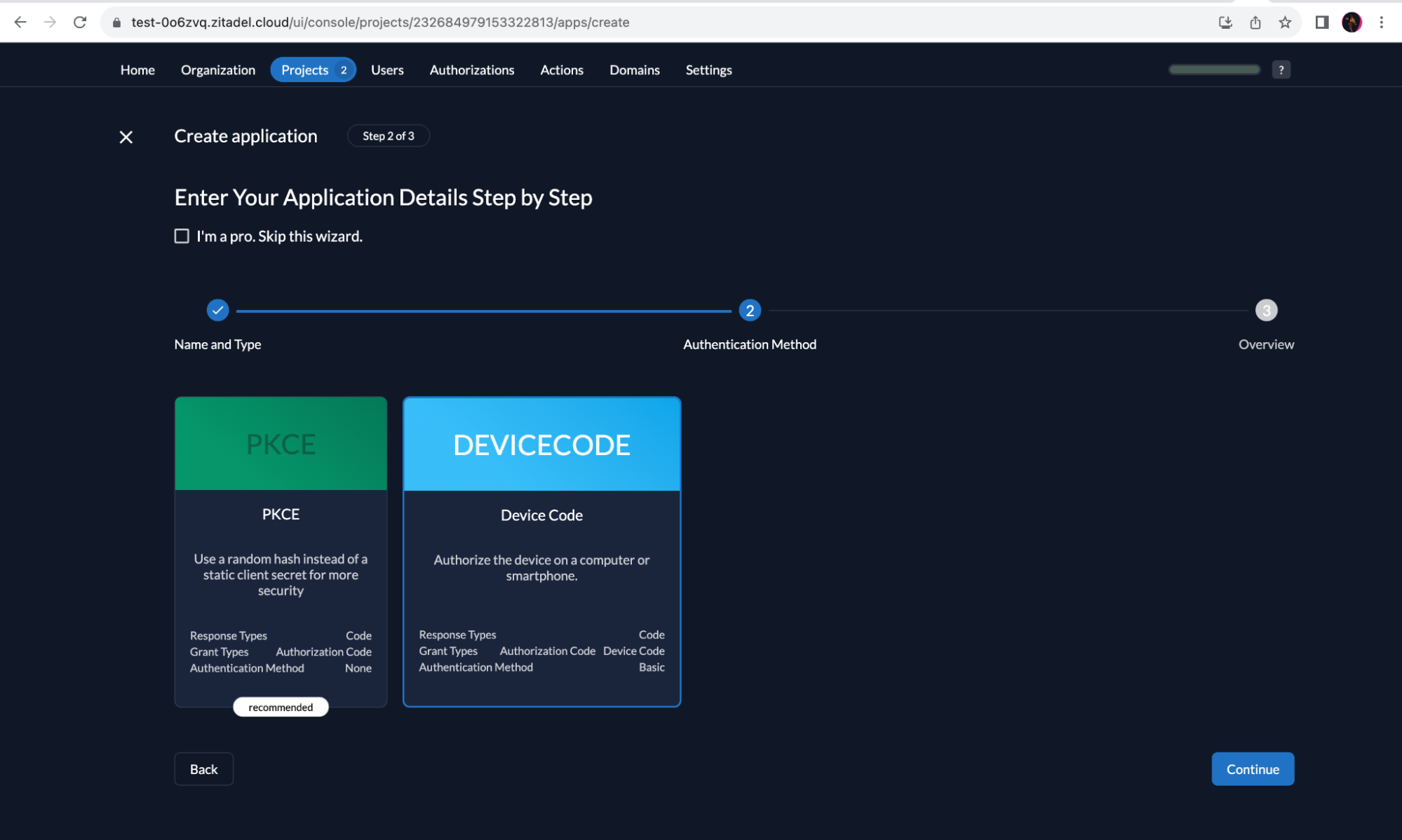 Device Authorization Flow in ZITADEL